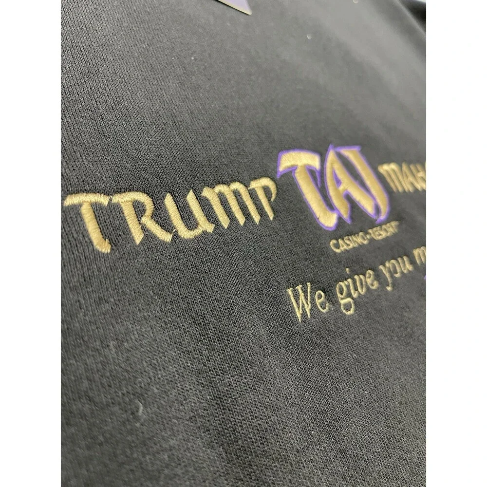 NWT Vtg 90s Trump Taj Mahal Atlantic City Casino Sweatshirt XL Black Gold USA